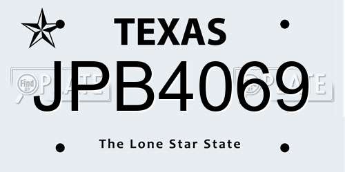 JPB4069 Texas License Plate