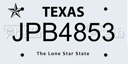 JPB4853 Texas License Plate