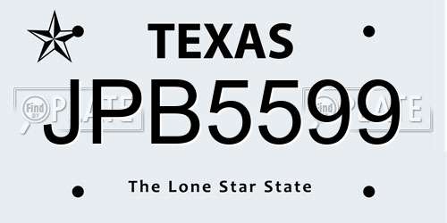 JPB5599 Texas License Plate