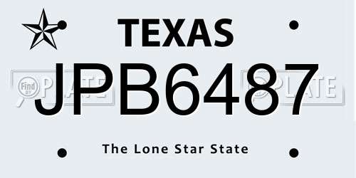 JPB6487 Texas License Plate