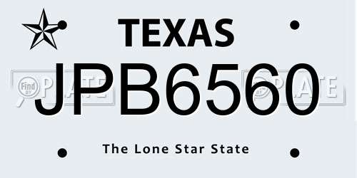JPB6560 Texas License Plate