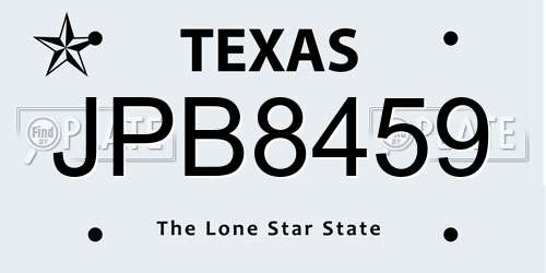 JPB8459 Texas License Plate
