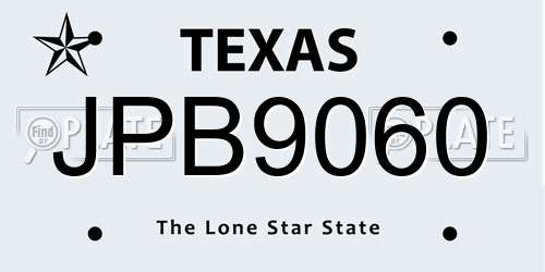 JPB9060 Texas License Plate