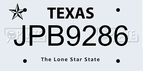 JPB9286 Texas License Plate