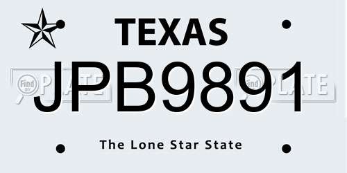 JPB9891 Texas License Plate