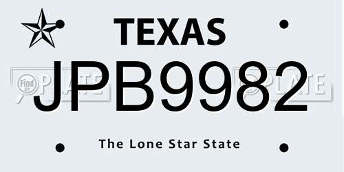 JPB9982 Texas License Plate