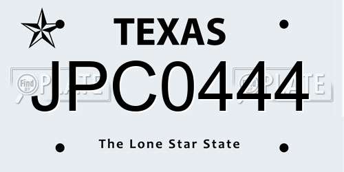 JPC0444 Texas License Plate