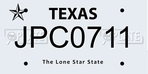 JPC0711 Texas License Plate