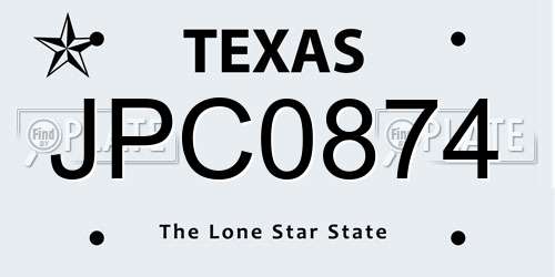 JPC0874 Texas License Plate