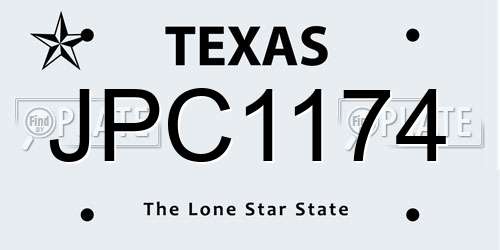JPC1174 Texas License Plate
