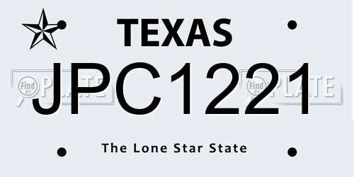 JPC1221 Texas License Plate