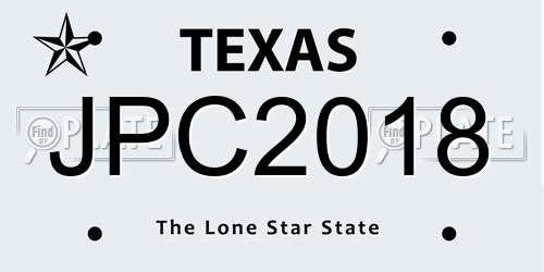 JPC2018 Texas License Plate