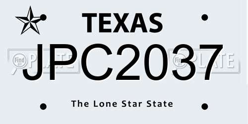 JPC2037 Texas License Plate