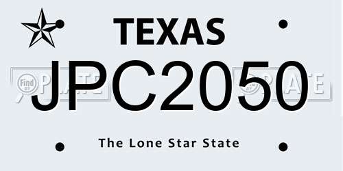 JPC2050 Texas License Plate