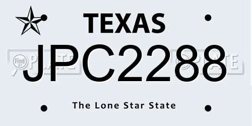 JPC2288 Texas License Plate