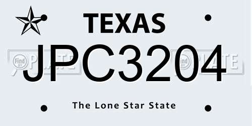 JPC3204 Texas License Plate