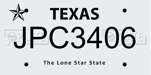 JPC3406 Texas License Plate