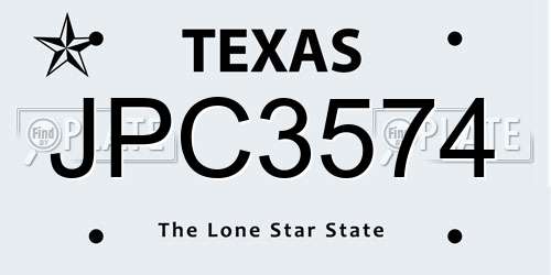 JPC3574 Texas License Plate