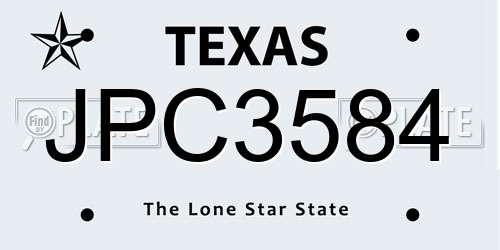 JPC3584 Texas License Plate