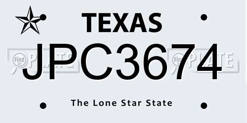 JPC3674 Texas License Plate