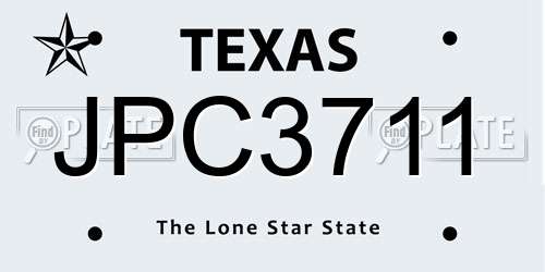 JPC3711 Texas License Plate
