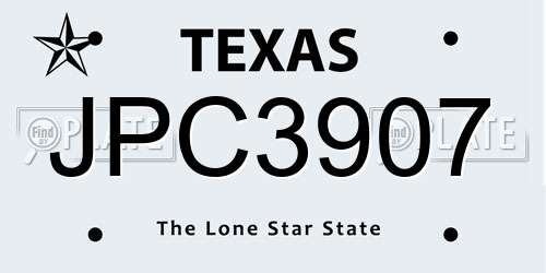 JPC3907 Texas License Plate