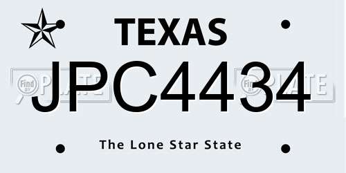 JPC4434 Texas License Plate