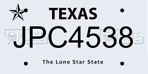 JPC4538 Texas License Plate