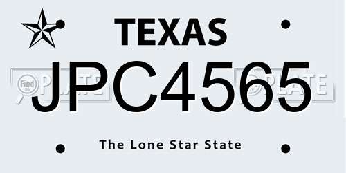 JPC4565 Texas License Plate