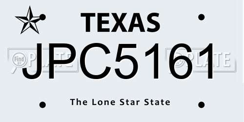JPC5161 Texas License Plate