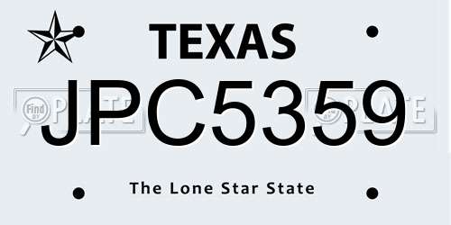 JPC5359 Texas License Plate