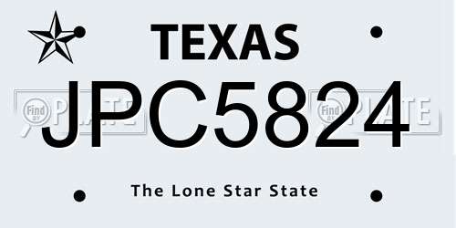 JPC5824 Texas License Plate