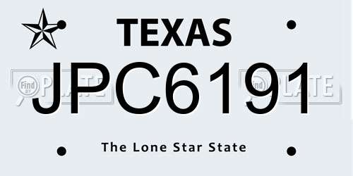 JPC6191 Texas License Plate