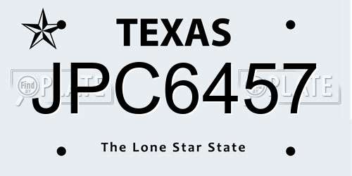 JPC6457 Texas License Plate