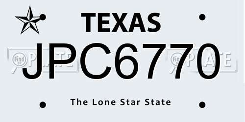 JPC6770 Texas License Plate