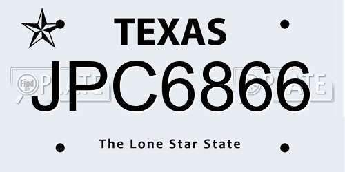 JPC6866 Texas License Plate