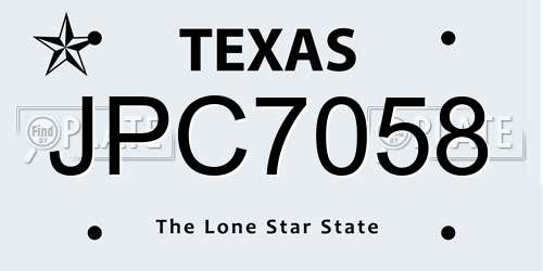 JPC7058 Texas License Plate