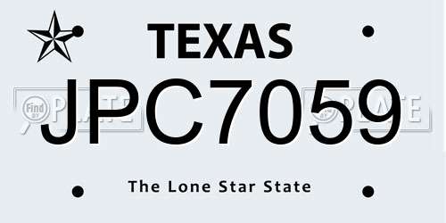 JPC7059 Texas License Plate