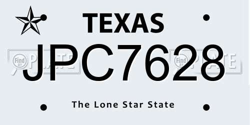 JPC7628 Texas License Plate