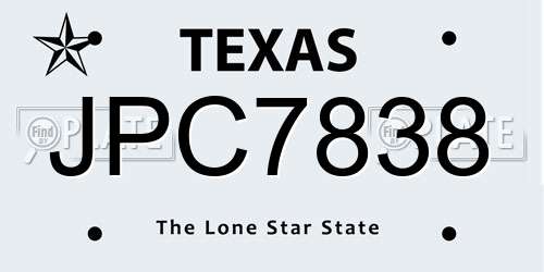 JPC7838 Texas License Plate