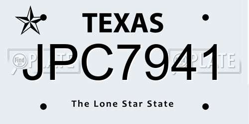 JPC7941 Texas License Plate