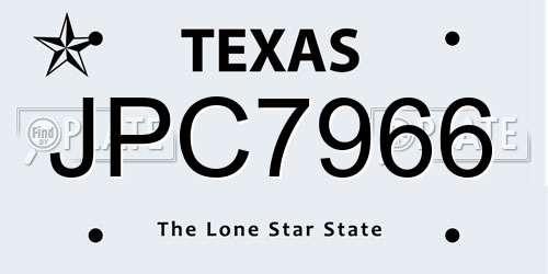 JPC7966 Texas License Plate
