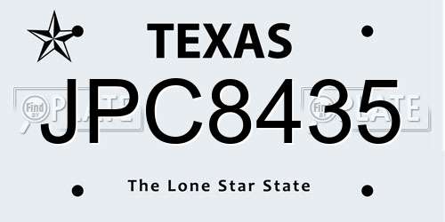 JPC8435 Texas License Plate