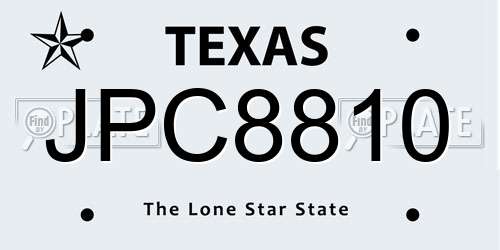 JPC8810 Texas License Plate