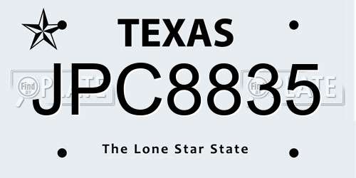 JPC8835 Texas License Plate
