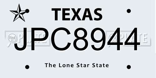 JPC8944 Texas License Plate