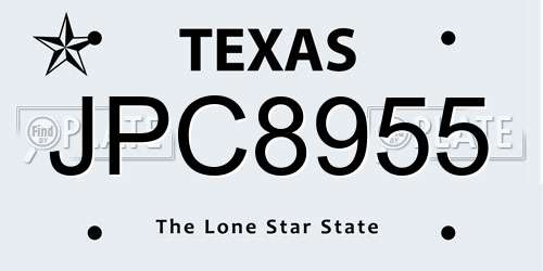 JPC8955 Texas License Plate