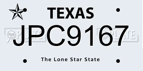 JPC9167 Texas License Plate