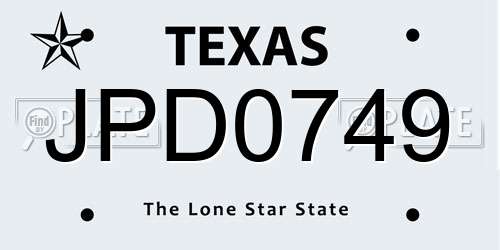 JPD0749 Texas License Plate