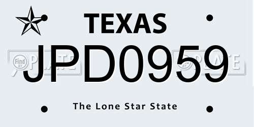JPD0959 Texas License Plate